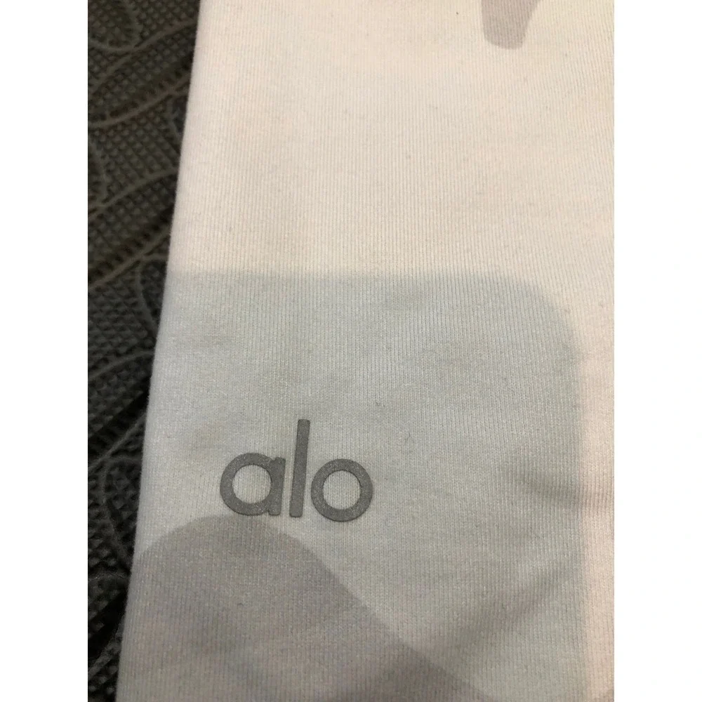 Alo Yoga Leggings Womens XXS White Gray Camo High Waist Full Length Activewear